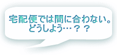 宅配便では間に合わない。 どうしよう…??