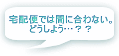 宅配便では間に合わない。 どうしよう…？？ 